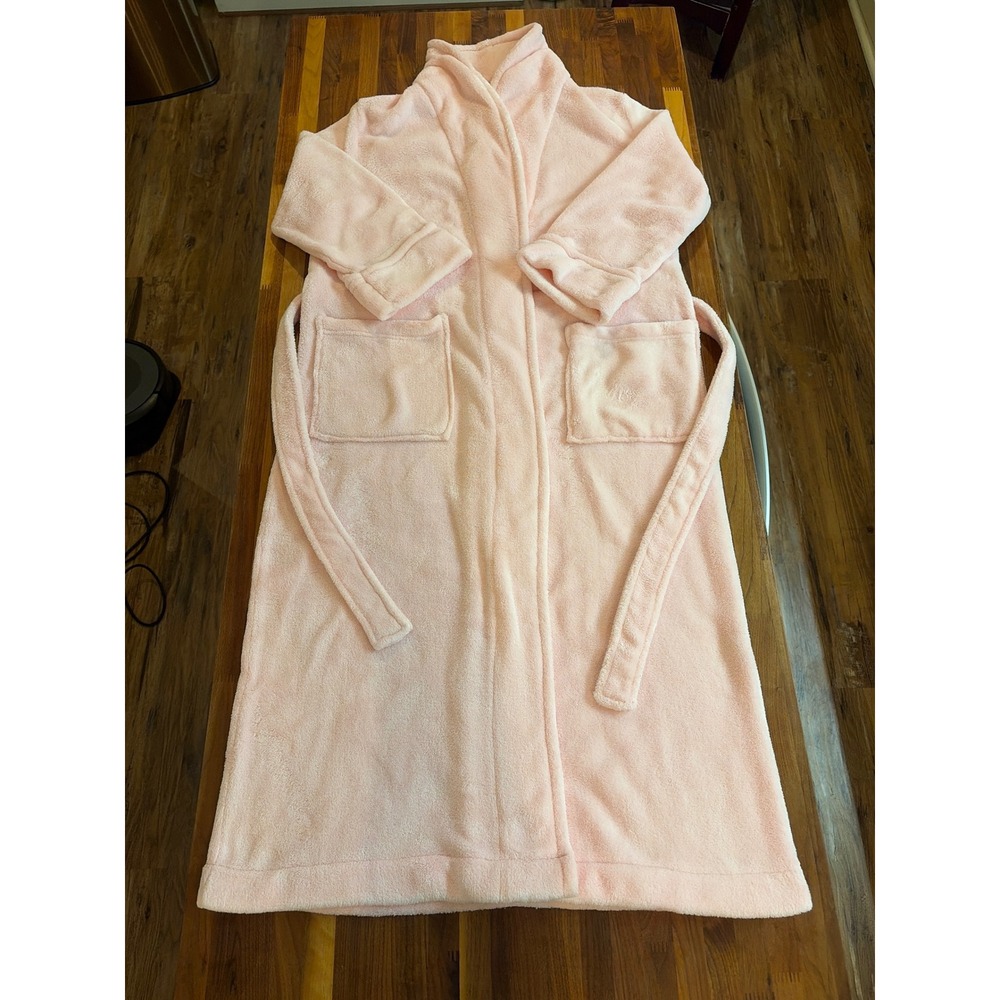 Charter Club Intimates Pink Plush Fleece Robe Shawl Collar Long Belted Medium